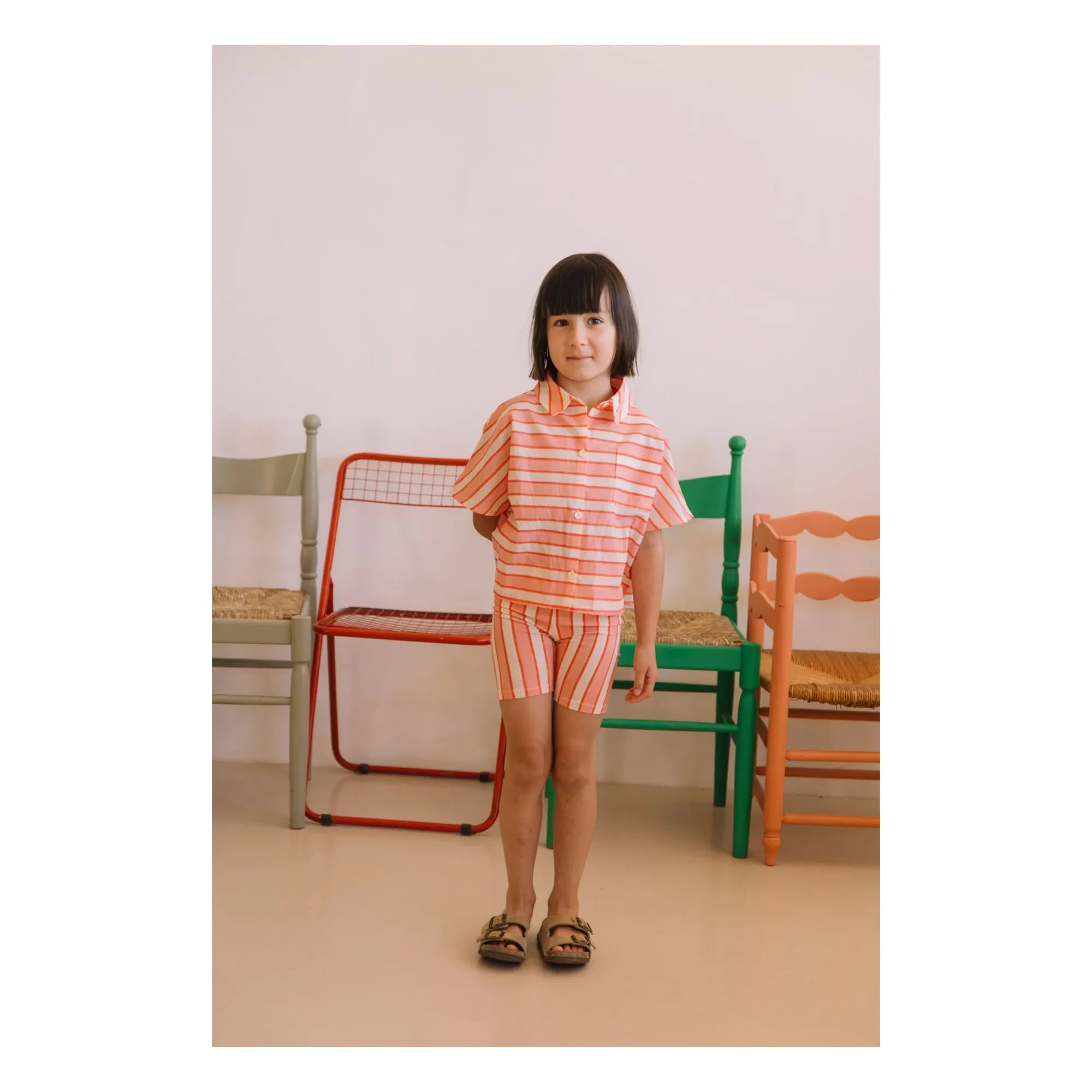Studio Bohème - Jeannie Cyclist Algodón Orgánico Rayas | Rosa
