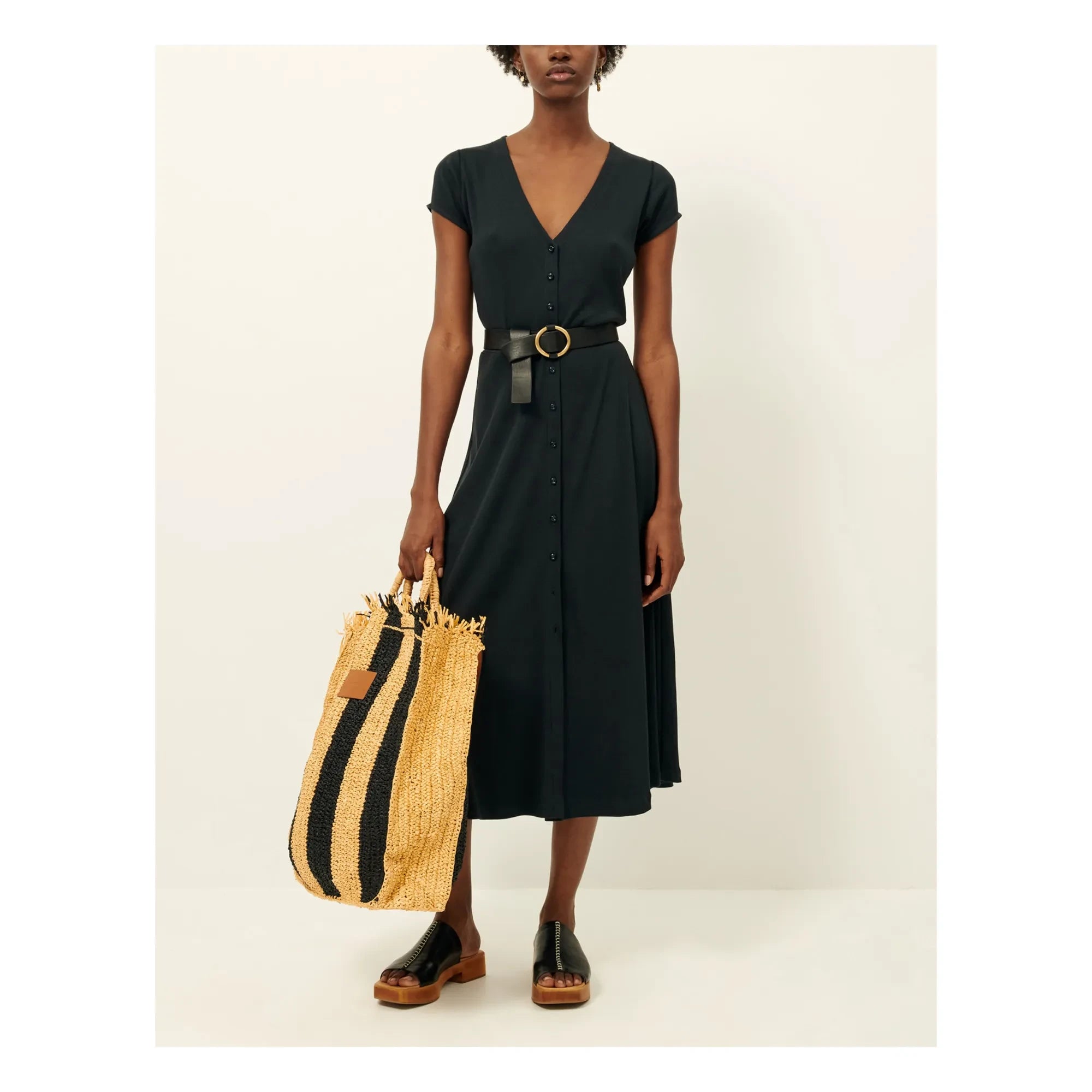 Sessùn - Vestido acanalado Nea | Azul negro