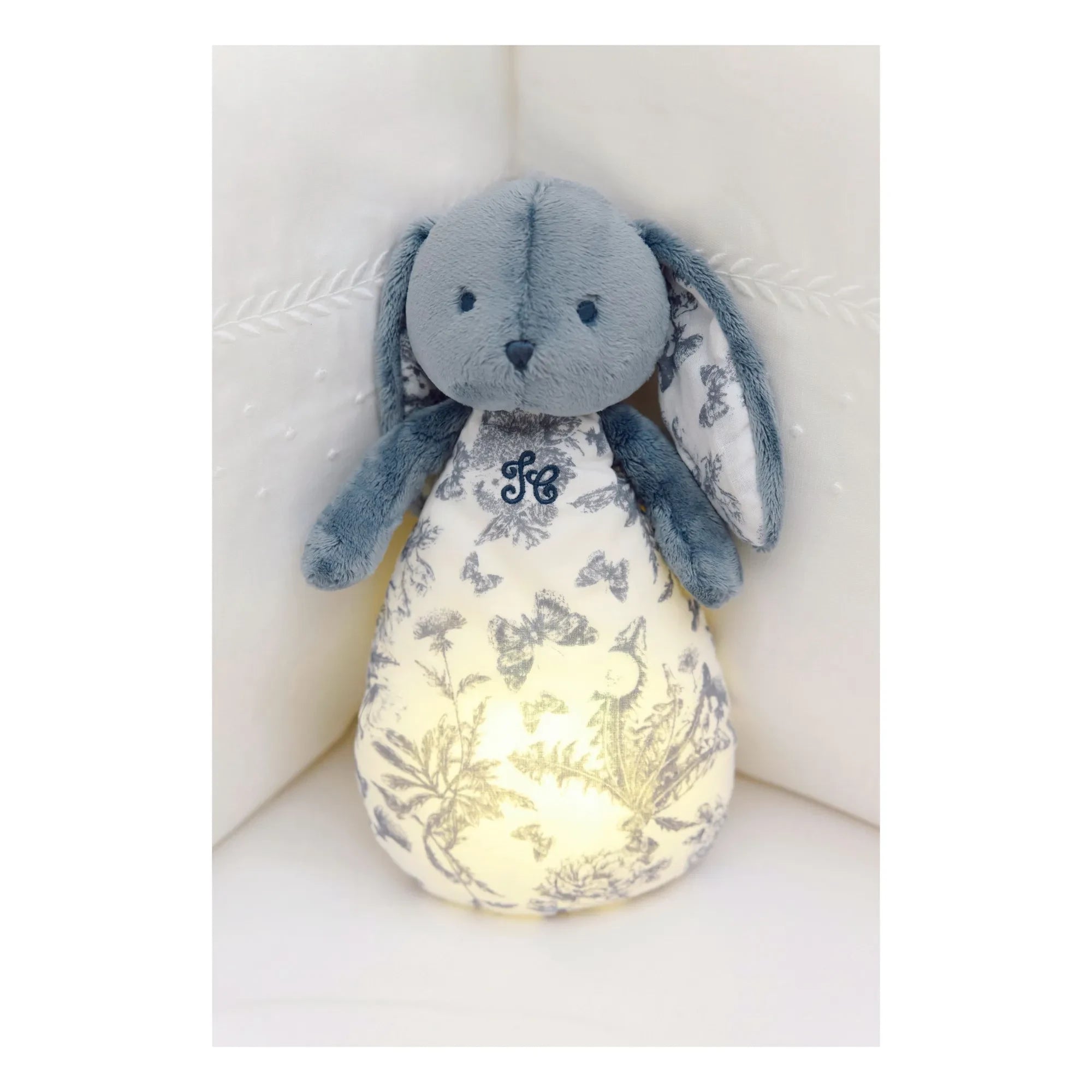 Tartine et Chocolat - Luz nocturna de peluche Augustin el conejo Toile de Jouy | Azul