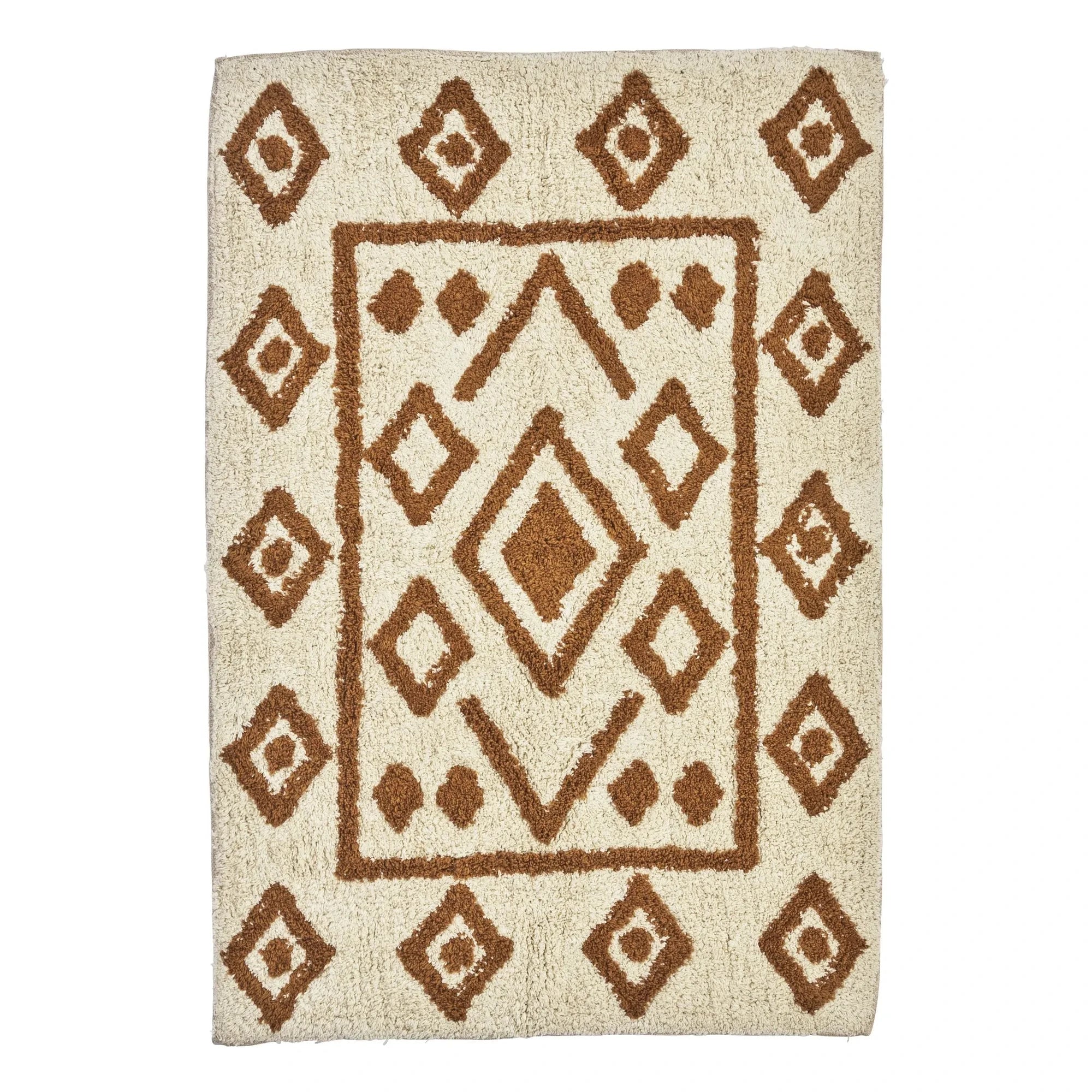 Madam Stoltz - Alfombrilla de baño de algodón capitoné | Roja