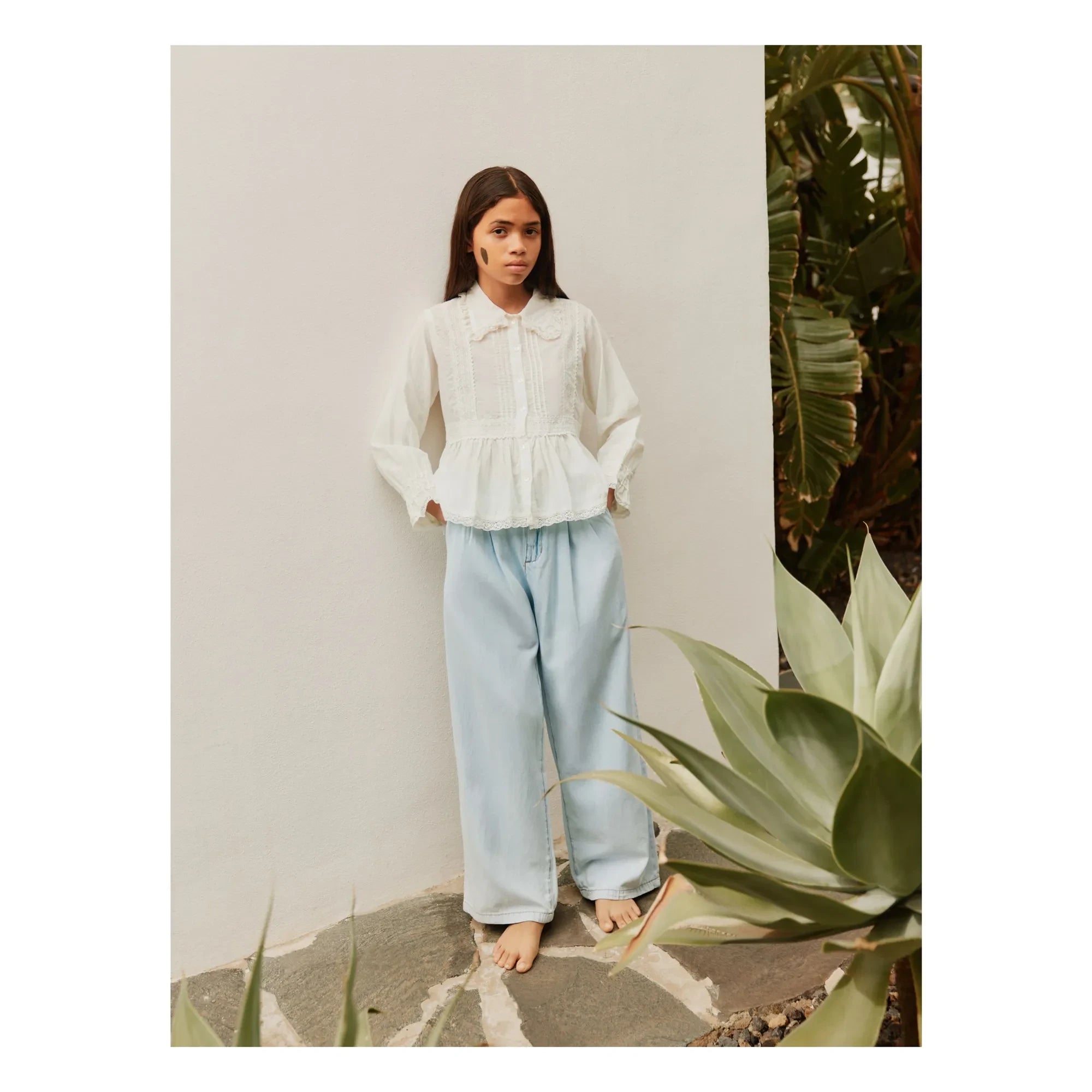 Molo - Blusa con volantes de algodón orgánico Reece | Blanco