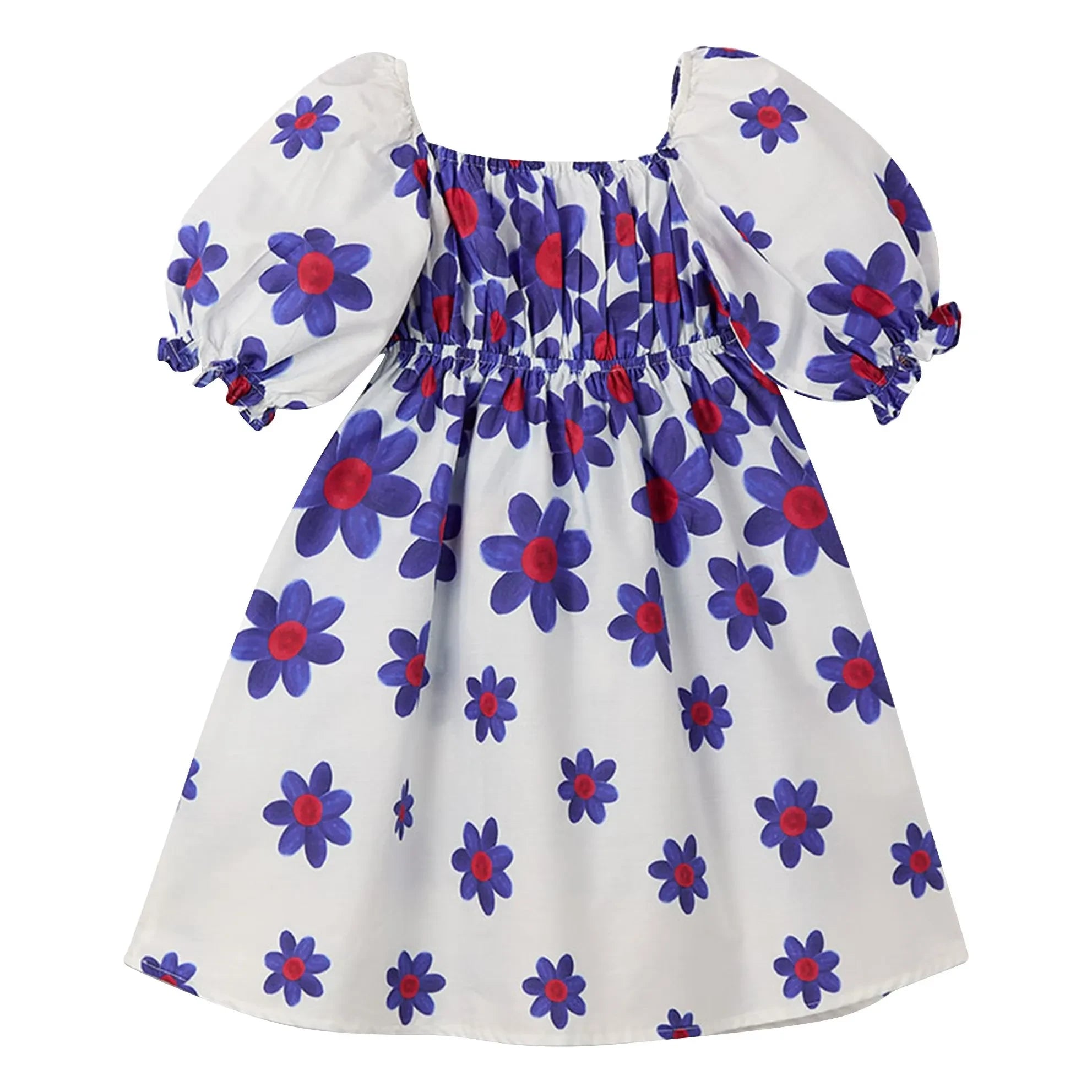 Fabula - Vestido Midi Floral con Mangas Abullonadas | Blanco
