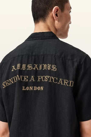 AllSaints Camisa de lino para hombre DUNLOE