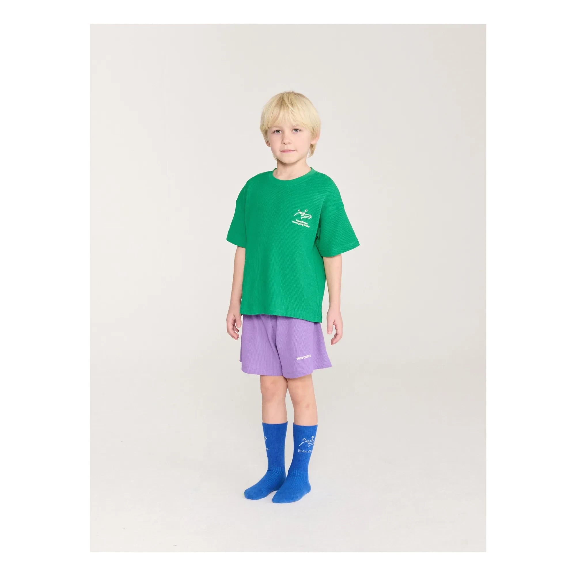 Bobo Choses - Conjunto de camiseta y pantalón corto de algodón orgánico con cocodrilo | Verde