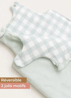 Les Petites Billes - Saco de Dormir de Vichy Reversible Multisazon | Agua Verde