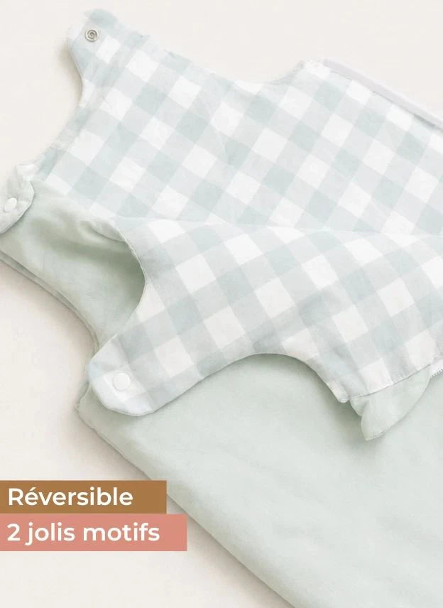 Les Petites Billes - Saco de Dormir de Vichy Reversible Multisazon | Agua Verde