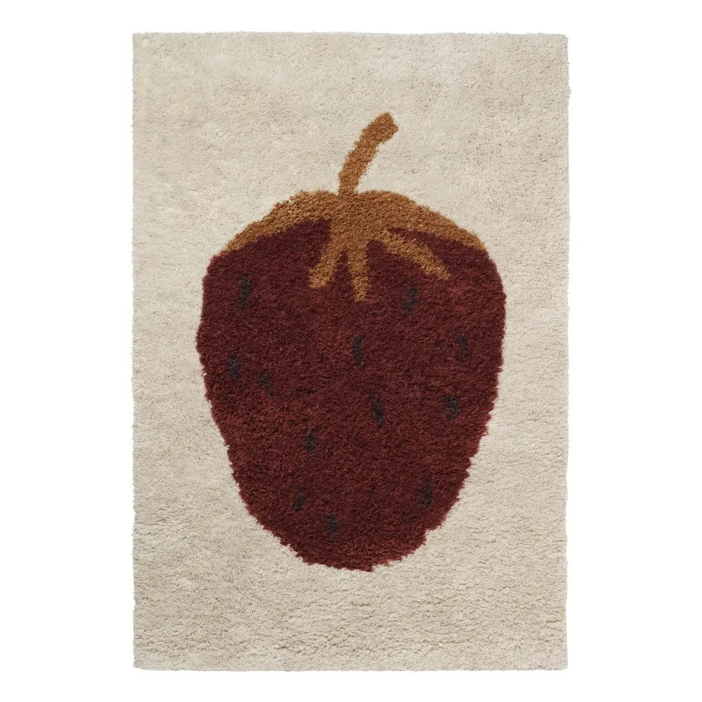 Ferm Living Kids - Alfombra de Lana con Fresa Fruiticana