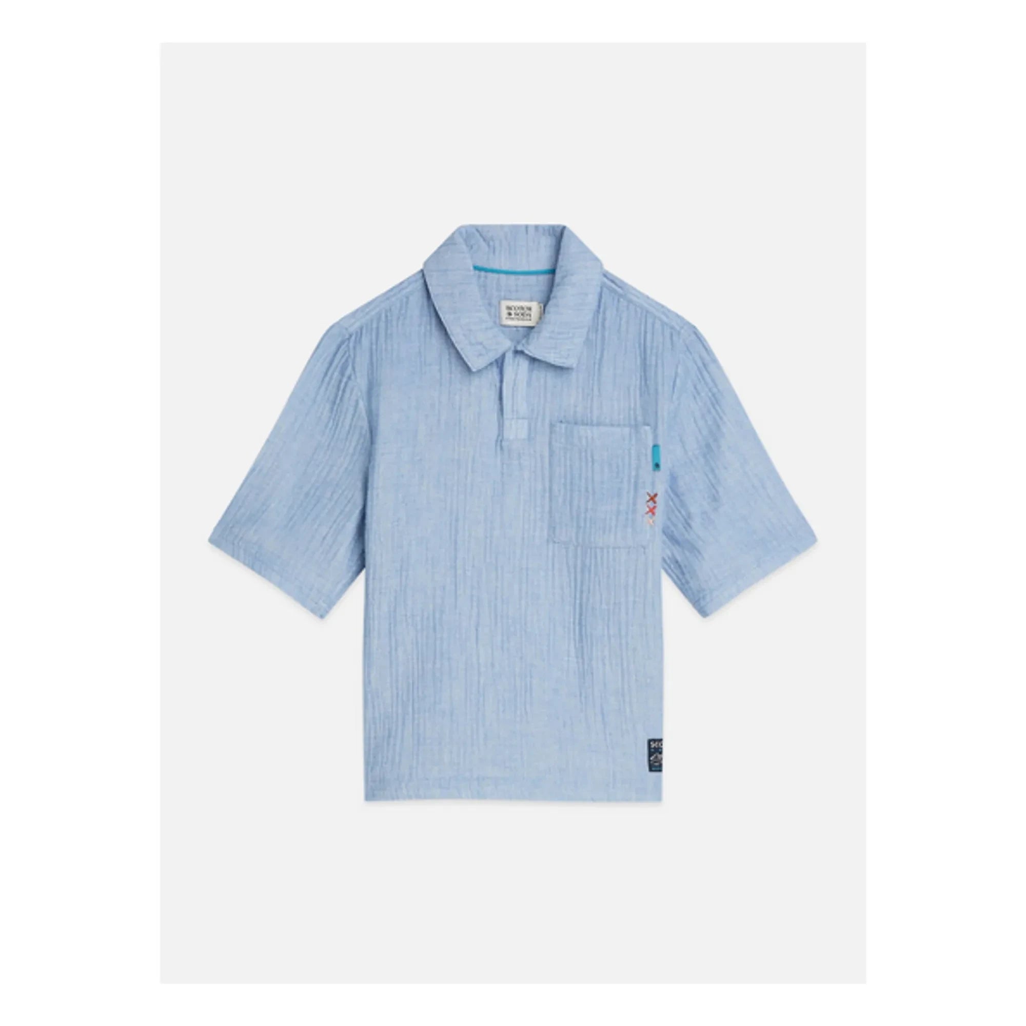 Scotch & Soda - Camisa tipo Polo Chambray | Azul Claro