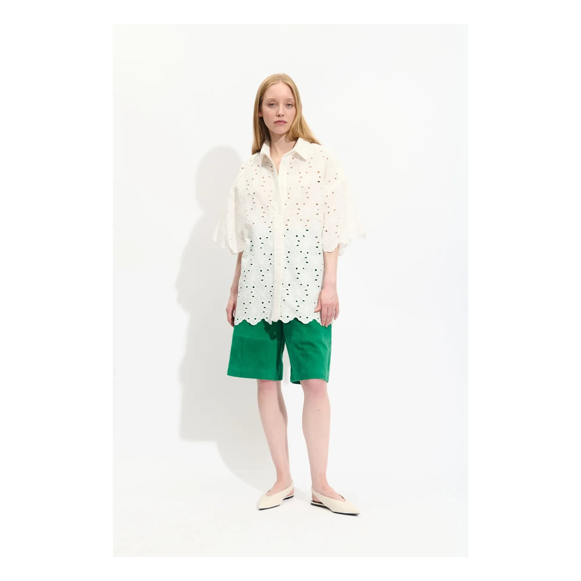 BELLEPIECE - Blusa bordada de algodón Pio | Blanco