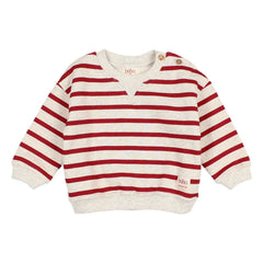 Búho - Rojo cereza | Sudadera de algodón orgánico a rayas
