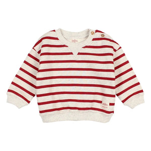Búho - Rojo cereza | Sudadera de algodón orgánico a rayas