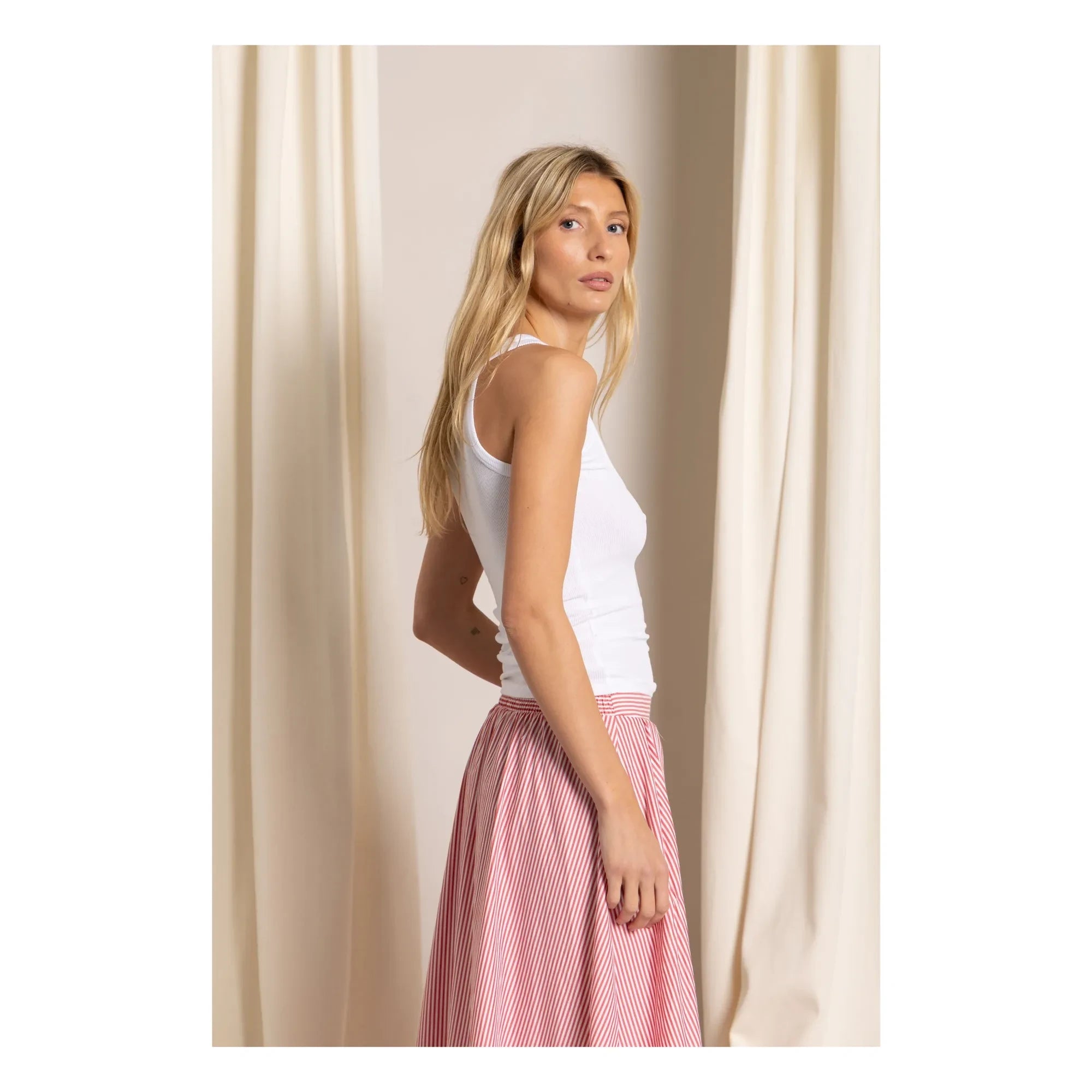 Smallable Mujer - Camiseta de tirantes acanalada Perla | Blanco