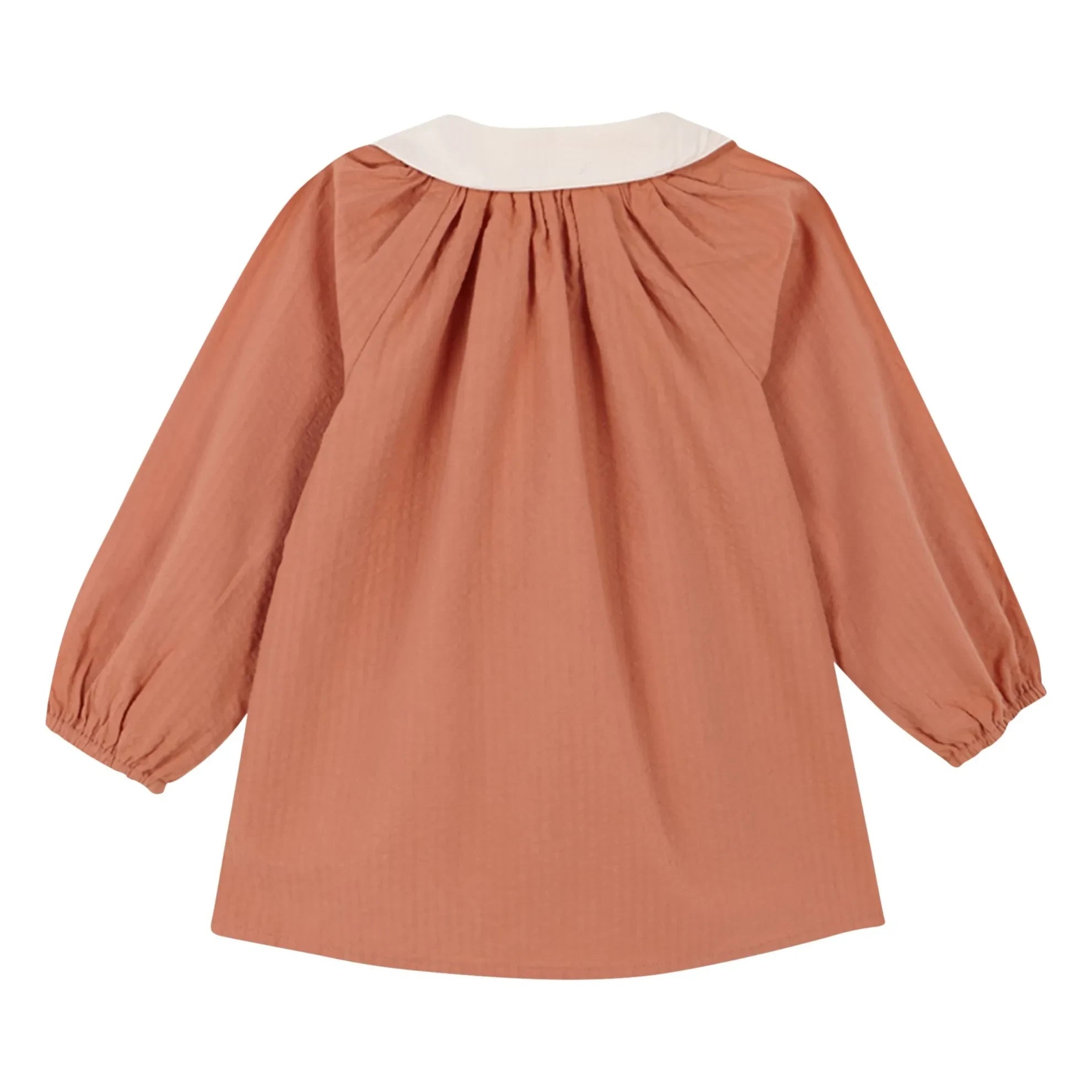 birinit - Blusa con cuello Claudine Dessert de algodón orgánico | Russet