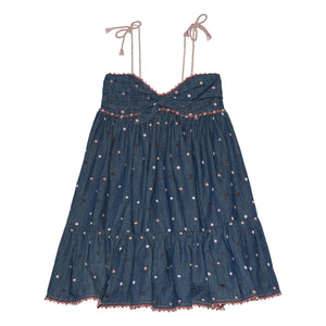 Zimmermann - Vestido Awaken Pois Vaquero | Azul oscuro