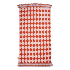 Jera Mini - Toalla fouta de rizo con volantes Losange | Rosa