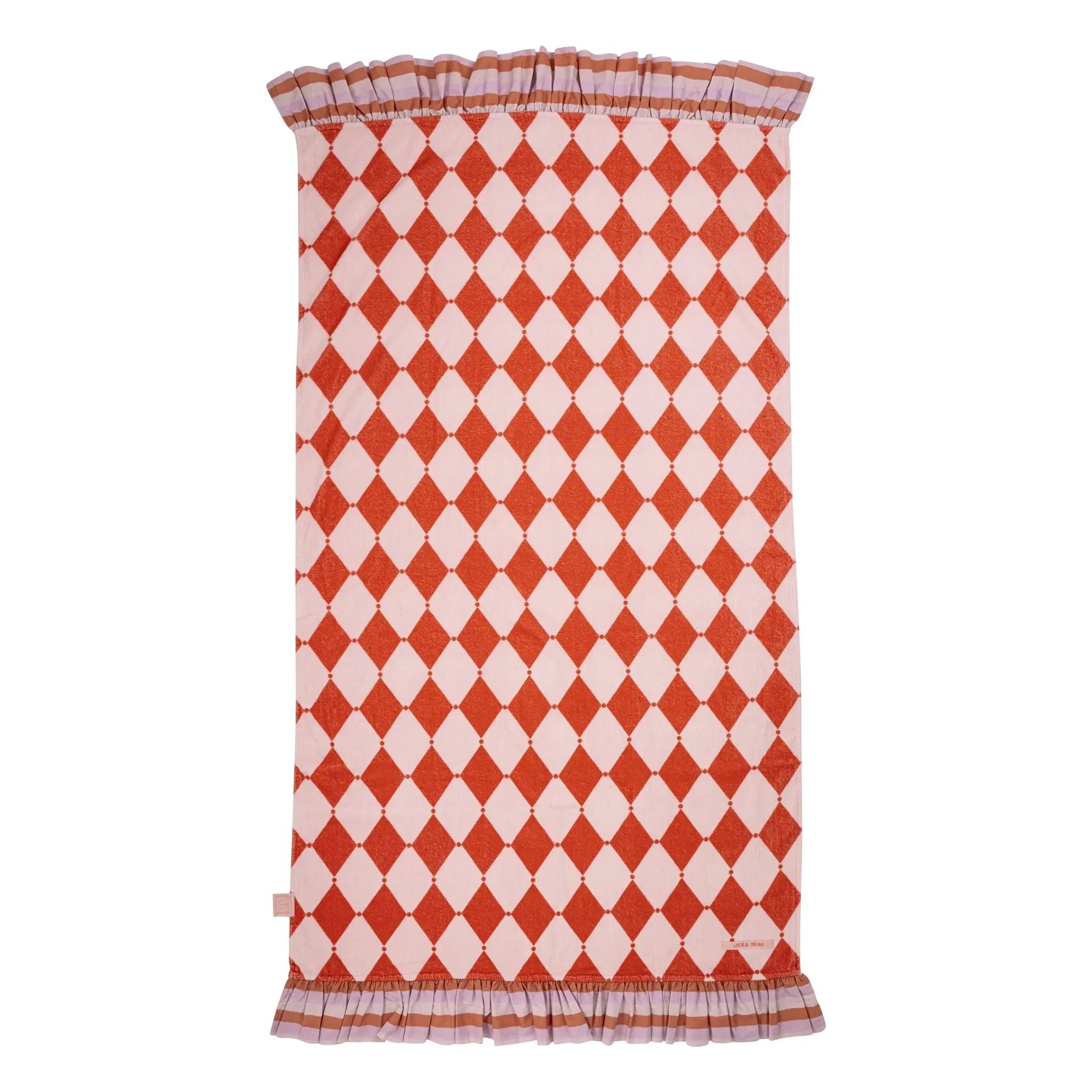 Jera Mini - Toalla fouta de rizo con volantes Losange | Rosa