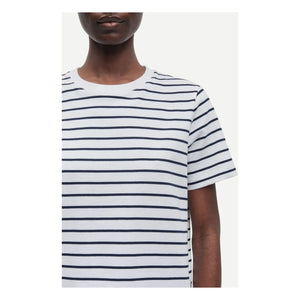 Samsoe Samsoe - Camiseta Camino de Algodón Orgánico a Rayas | Blanca