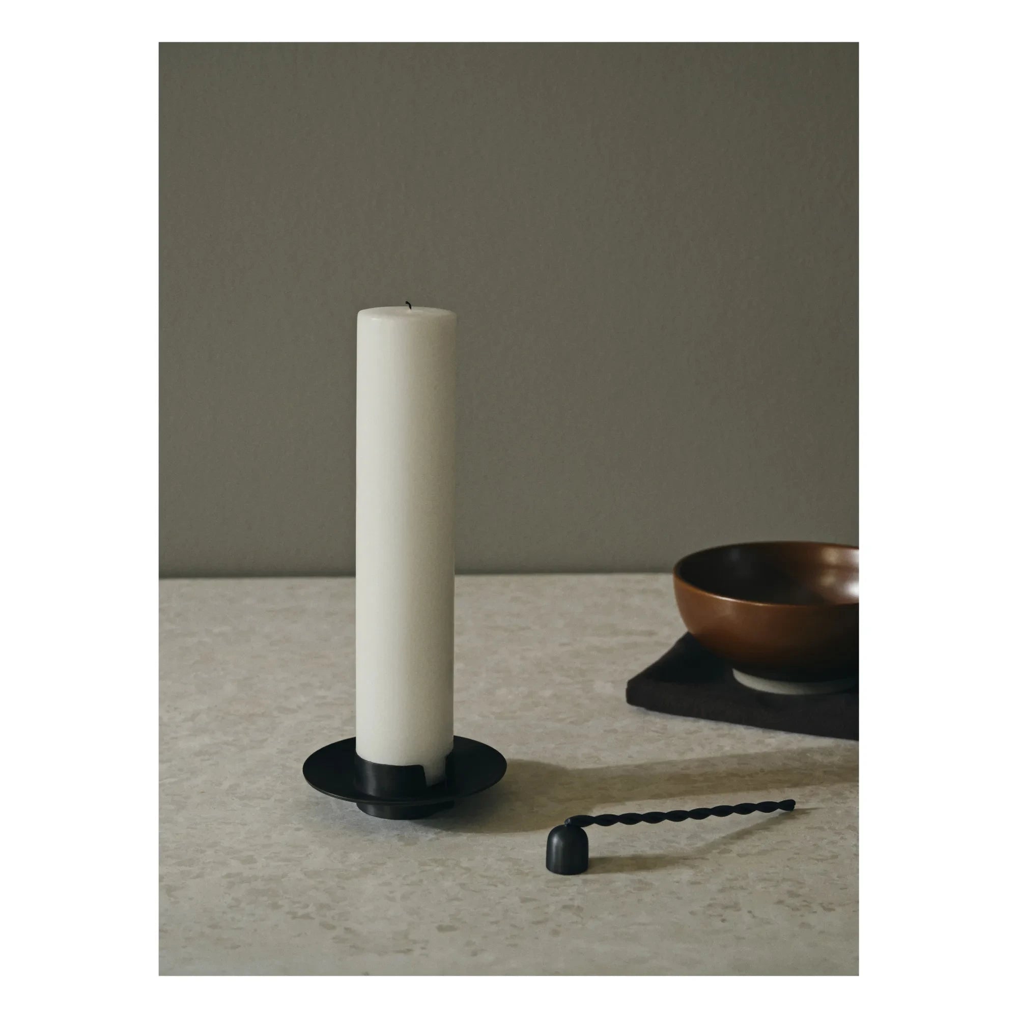 Ferm Living - Pirinç blok şamdan | Siyah