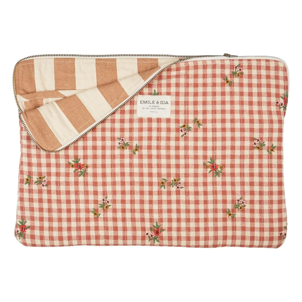 Emile et Ida - Funda para portátil Vichy | Mostaza