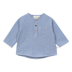 Arsène et Les Pipelettes - Blusa de seersucker Vichy | Azul celeste