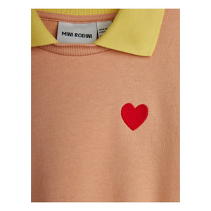 Mini Rodini - Sudadera de cuello corazón de algodón orgánico | Rosa claro