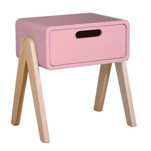 Laurette - Mesita de Noche Pequeña Robot de Madera Natural | Rosa Palo