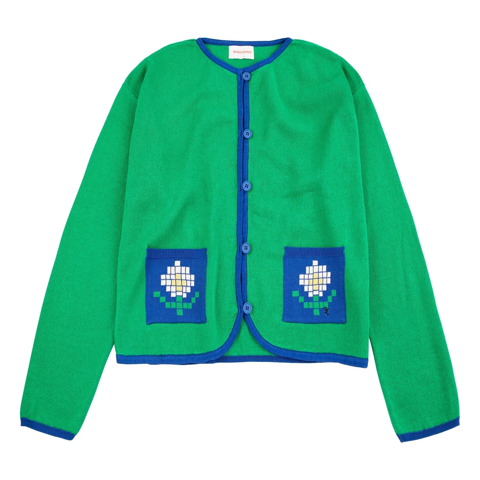 Bobo Choses - Cárdigan de algodón orgánico Pixel Daisy | Verde