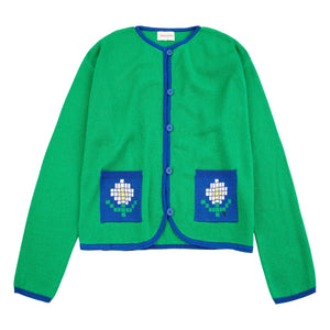 Bobo Choses - Cárdigan de algodón orgánico Pixel Daisy | Verde