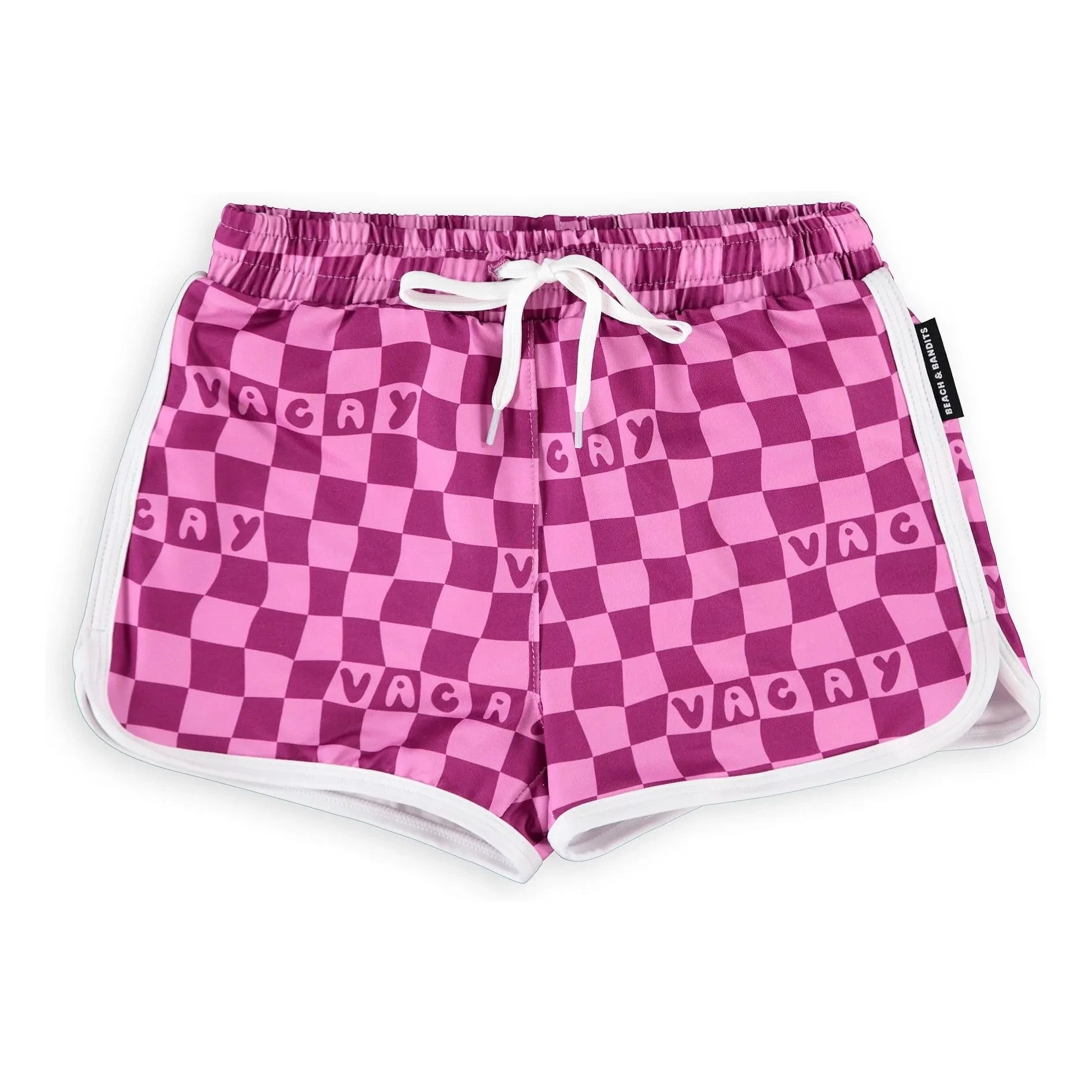 Beach & Bandits - Bañador tipo bermuda con estampado tartán de fibras recicladas y protección UV | Fucsia