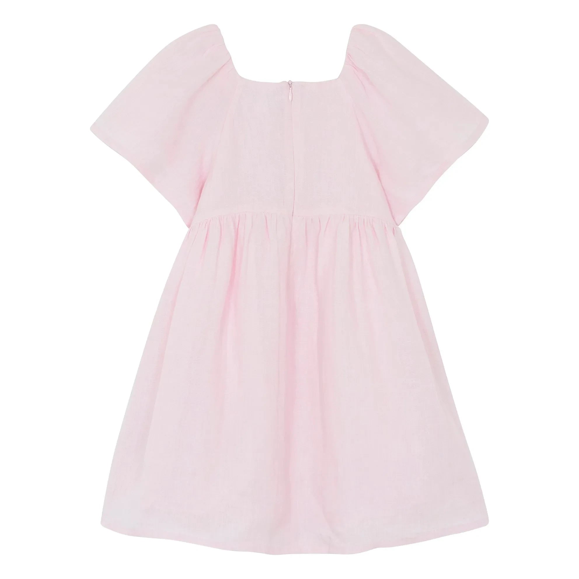 Tartine et Chocolat - Vestido rosa empolvado con estampado floral y mangas abullonadas