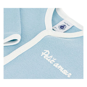 Petit Bateau - Pijama de algodón orgánico Petit Amour | Azul grisáceo