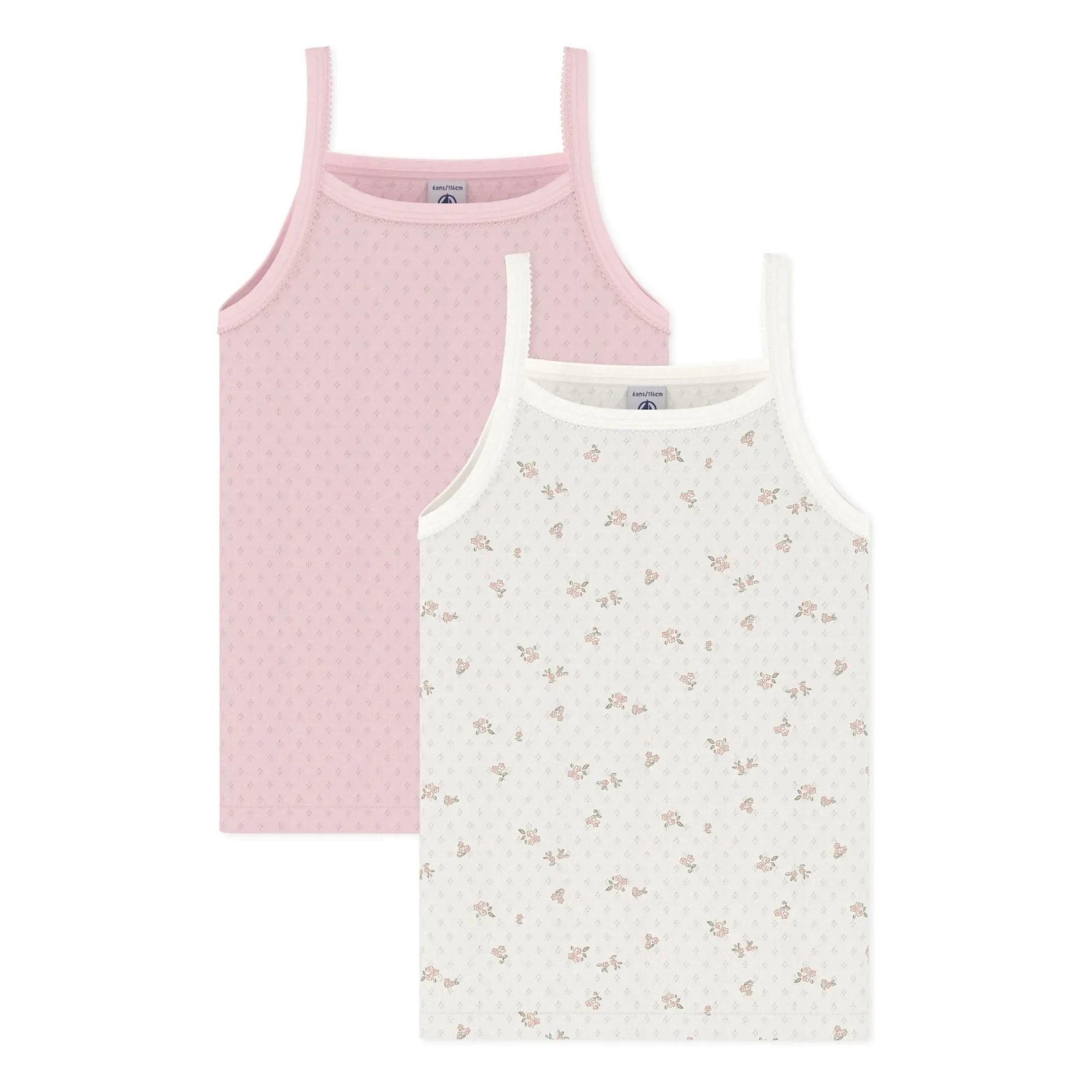 Petit Bateau - 2'li Delikli Organik Pamuk Çiçekli Atletler | Pembe