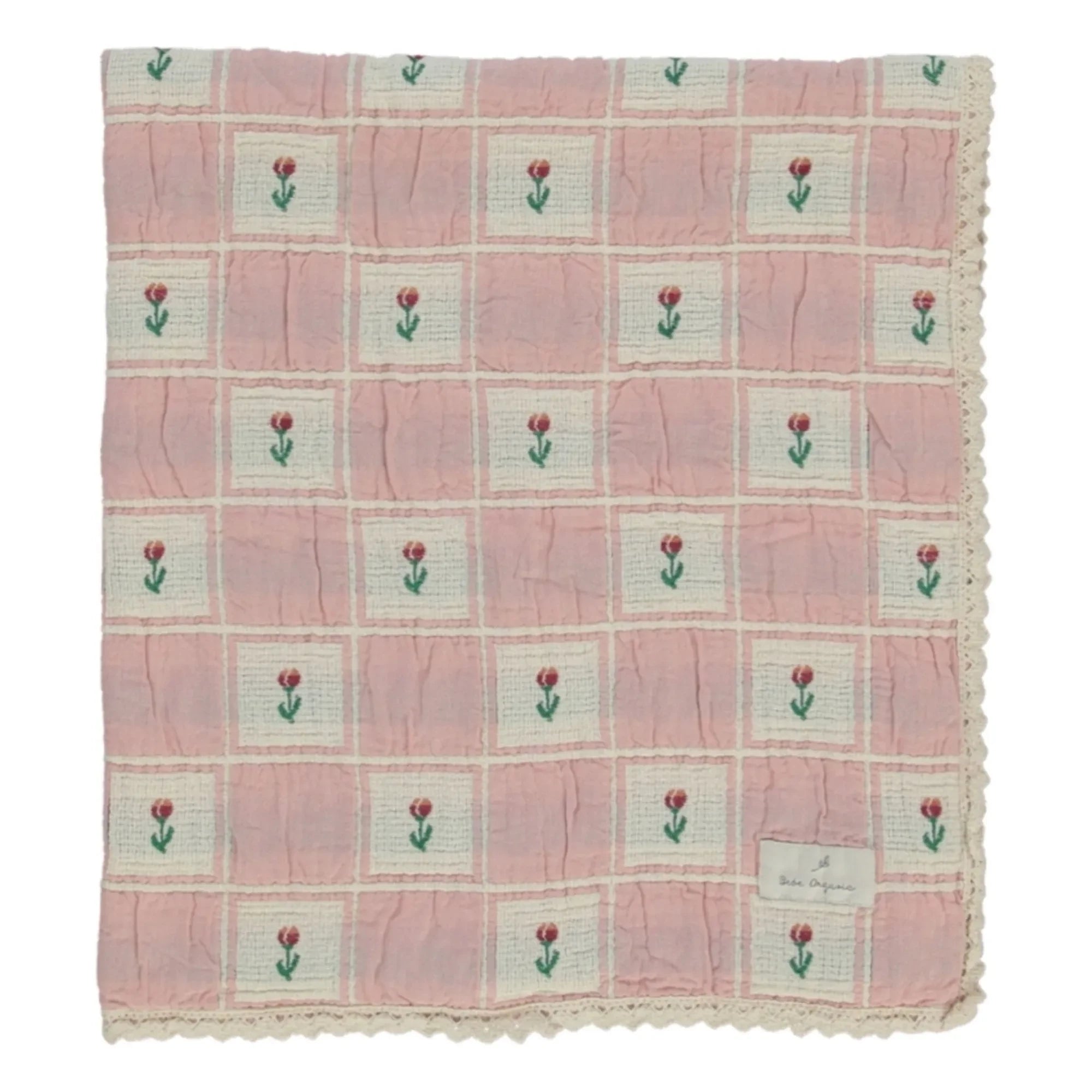 Bebe Organic - Manta de algodón orgánico Bella Tulipes | Rosa