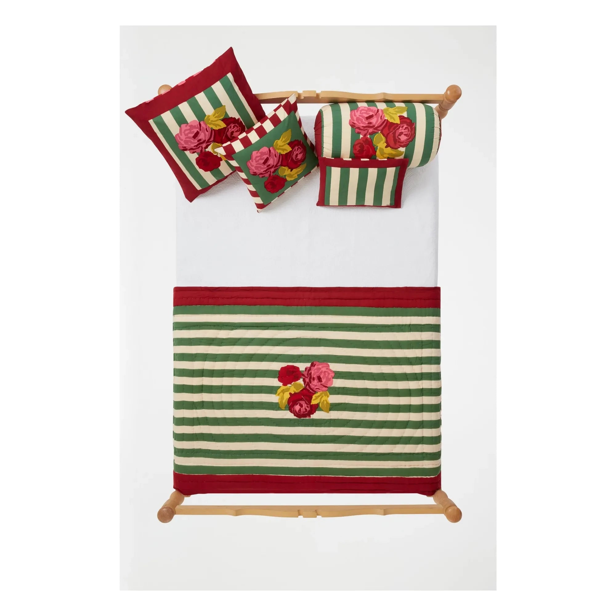 Lisa Corti - Funda de almohada a rayas Nizam | Verde