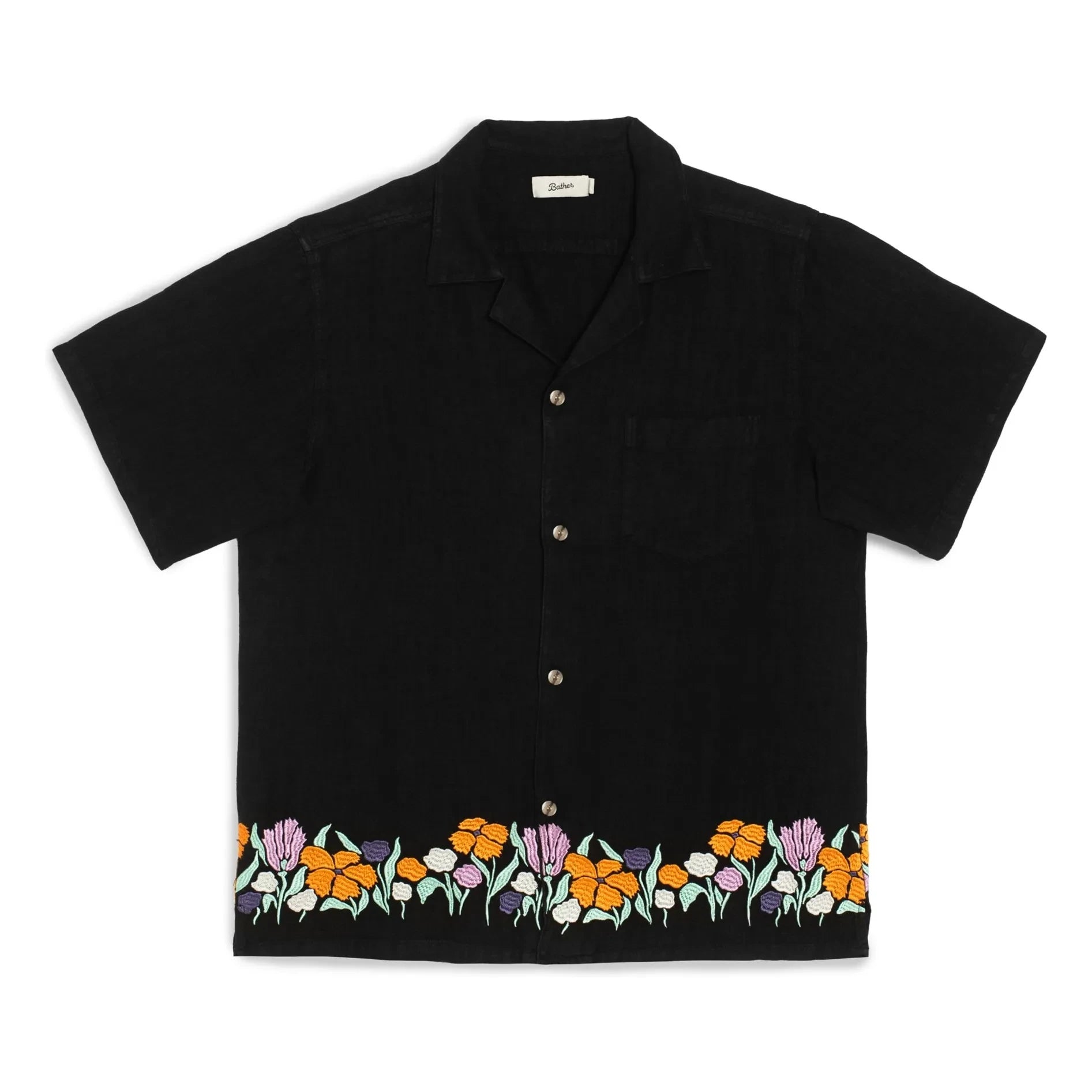 Bather - Camisa de lino de campamento | Negro