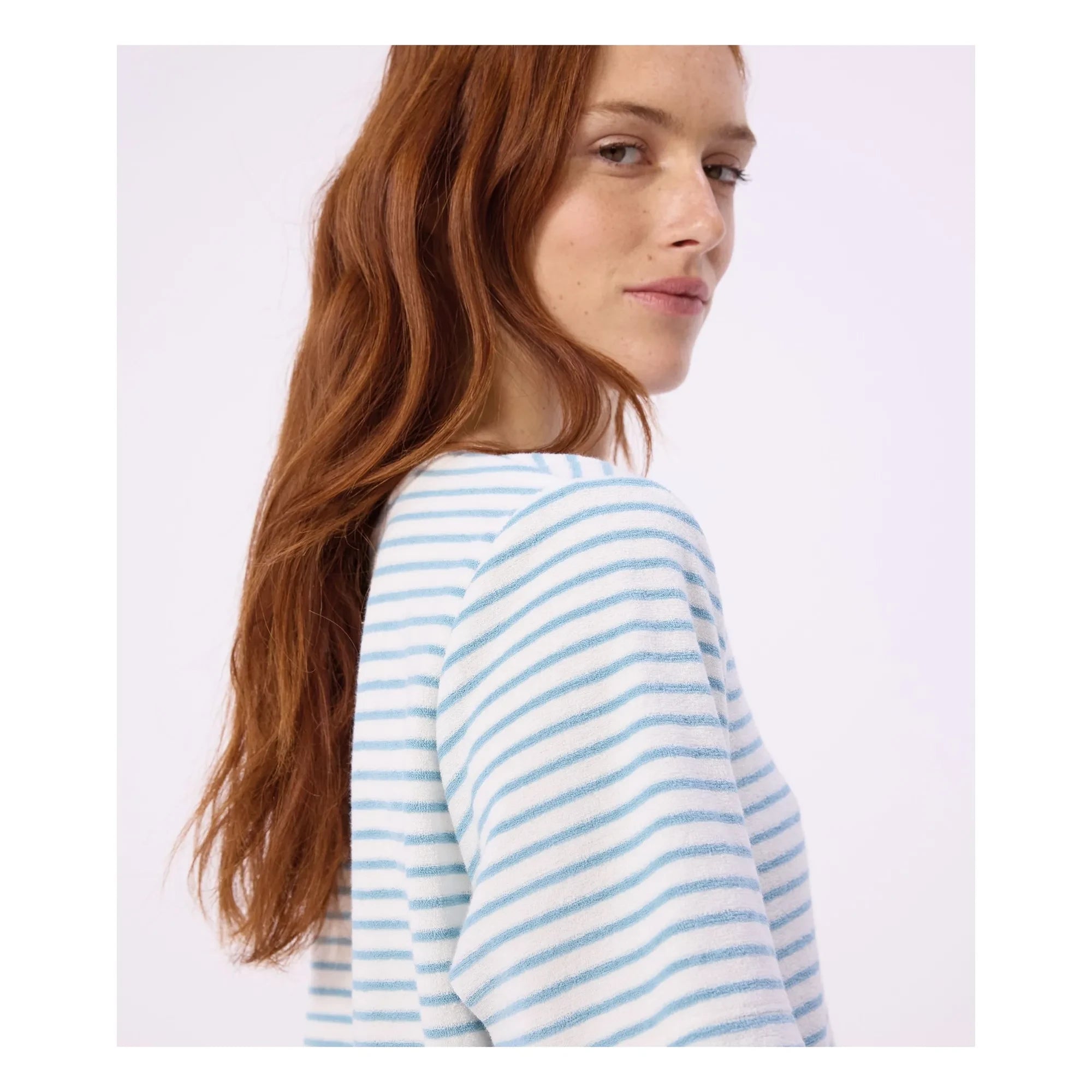 Petit Bateau - Pantalón Corto de Pijama de Rizo a Rayas | Turquesa