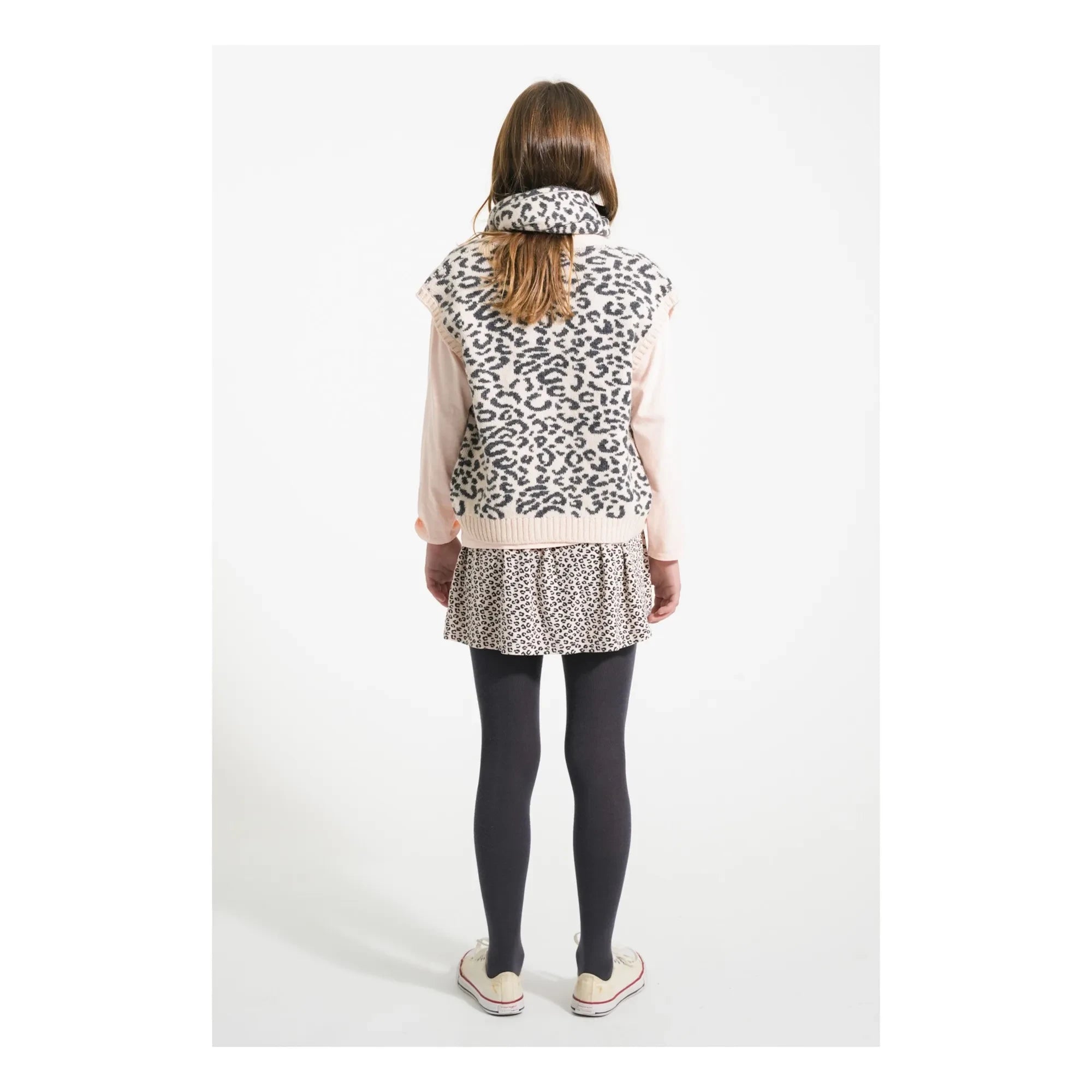 Piupiuchick - Chaleco de lana leopardo sin mangas | Rosa pálido