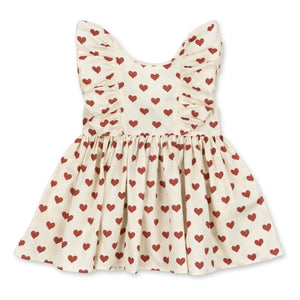Konges Sløjd - Vestido Cianna Corazones Algodón Orgánico | Crudo