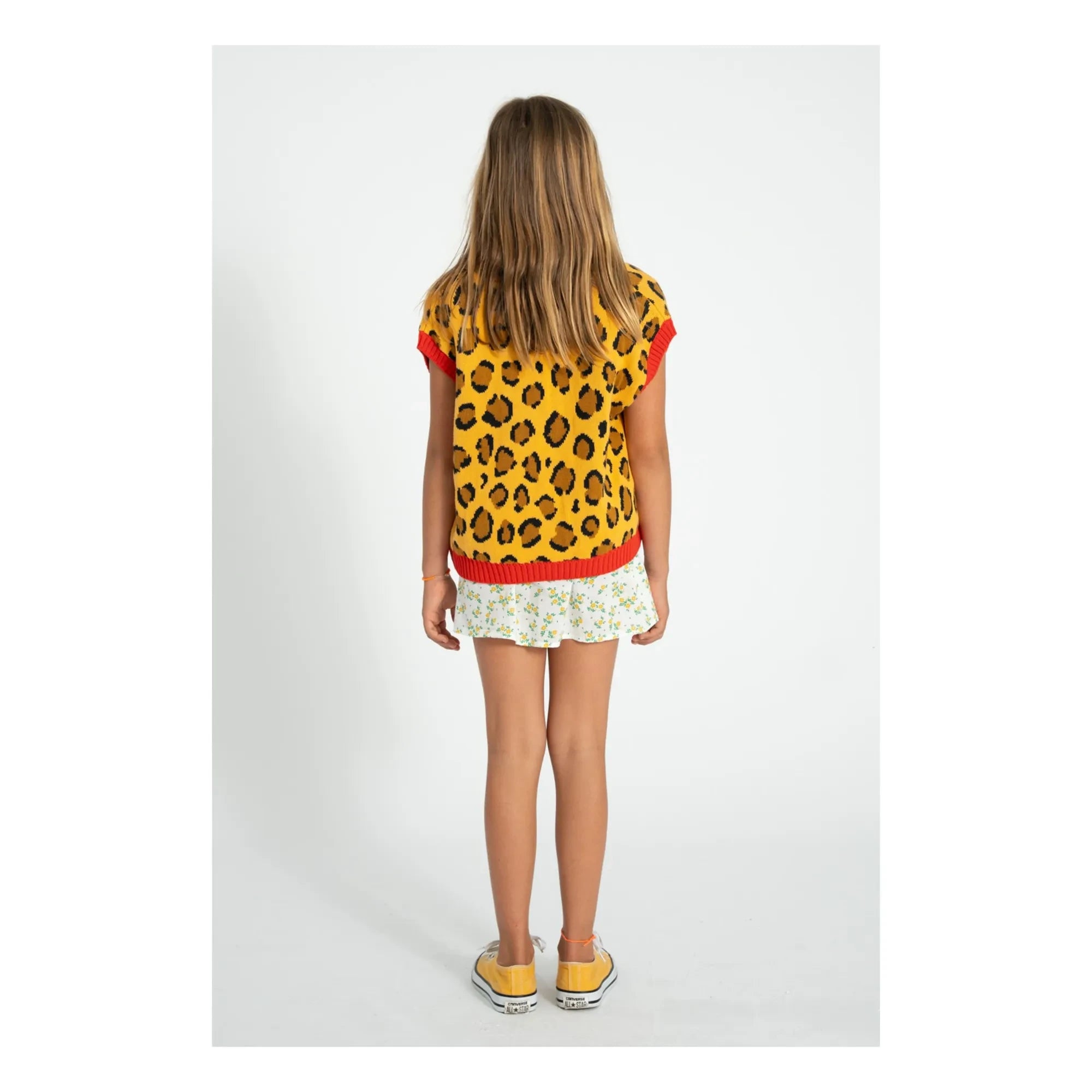 Piupiuchick - Chaleco sin mangas de algodón orgánico con estampado de leopardo | Mostaza