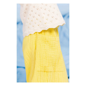 Bonton - Pantalón de Gasa de Algodón con Bolsillos Lauren | Amarillo