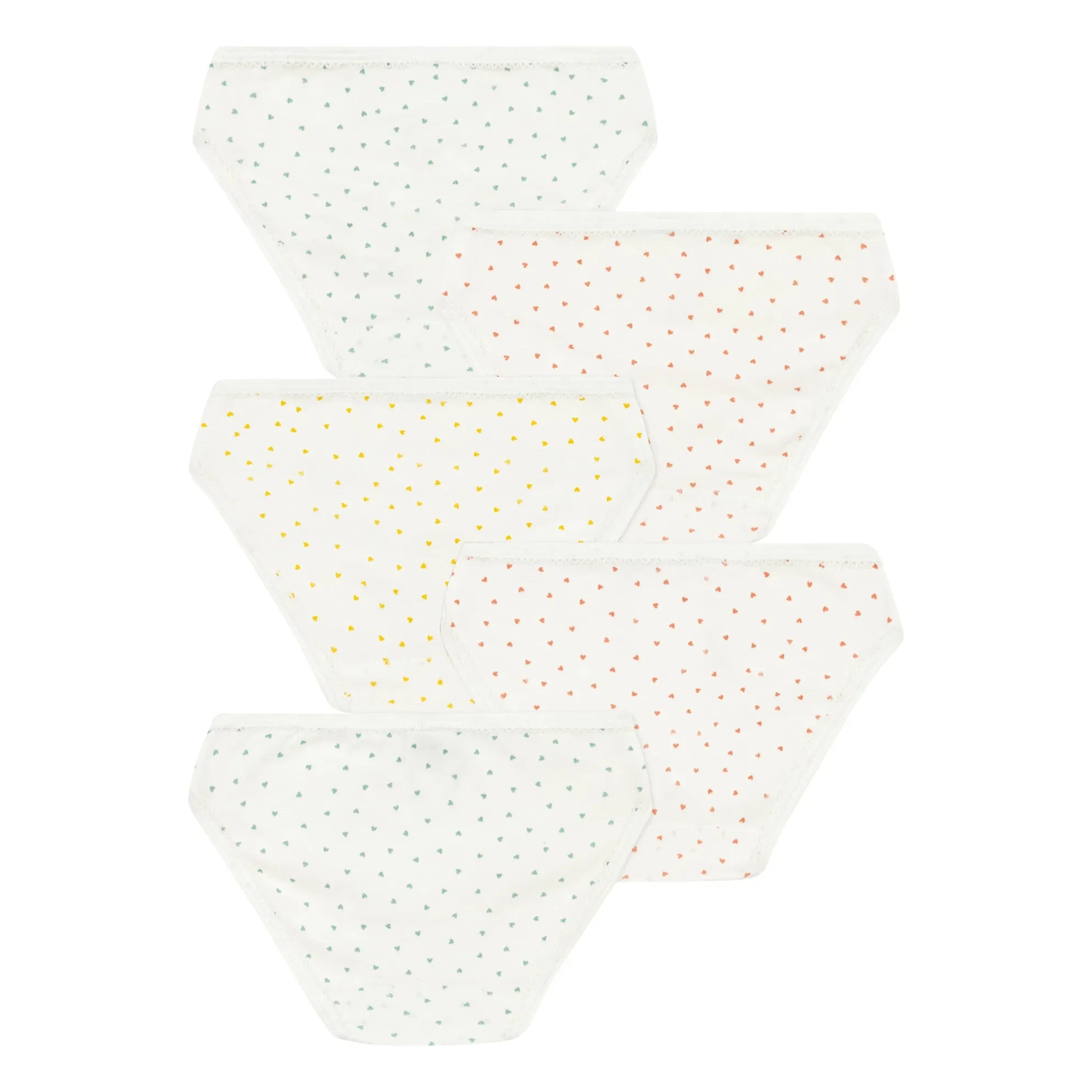 Petit Bateau - Braga Mini Corazón Pack de 5 | Crudo