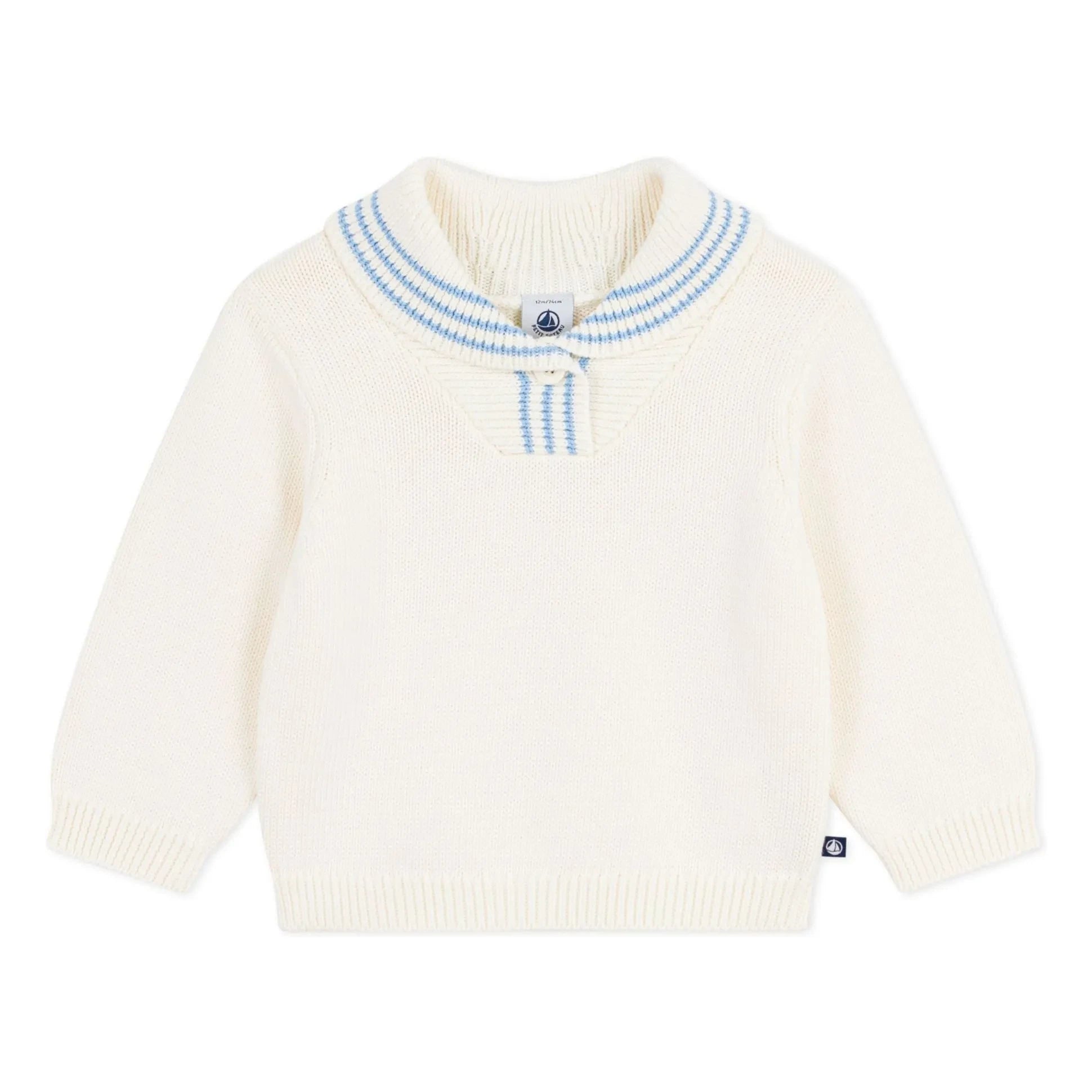 Petit Bateau - Jersey de algodón orgánico con cuello chal | Crudo