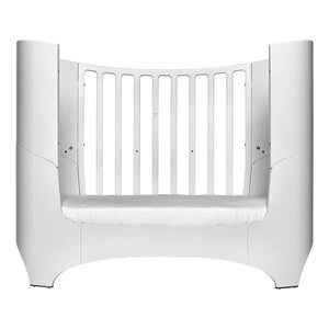 Leander - Cuna oval convertible, juego completo con colchón Comfort+7 | Satén blanco