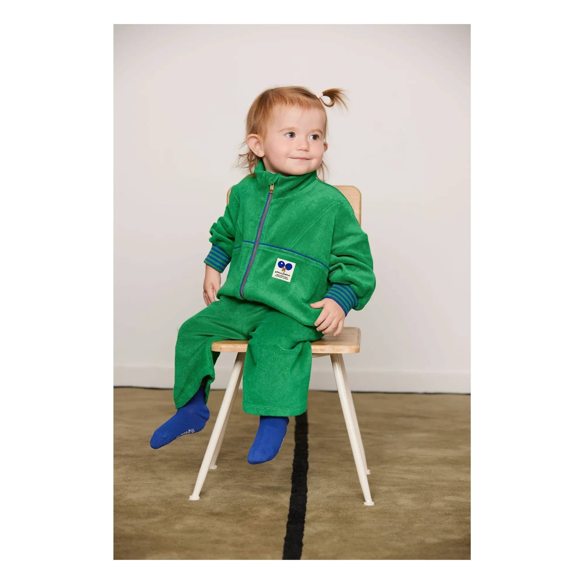 Mini Rodini - Sudadera con cremallera de rizo de algodón orgánico | Verde