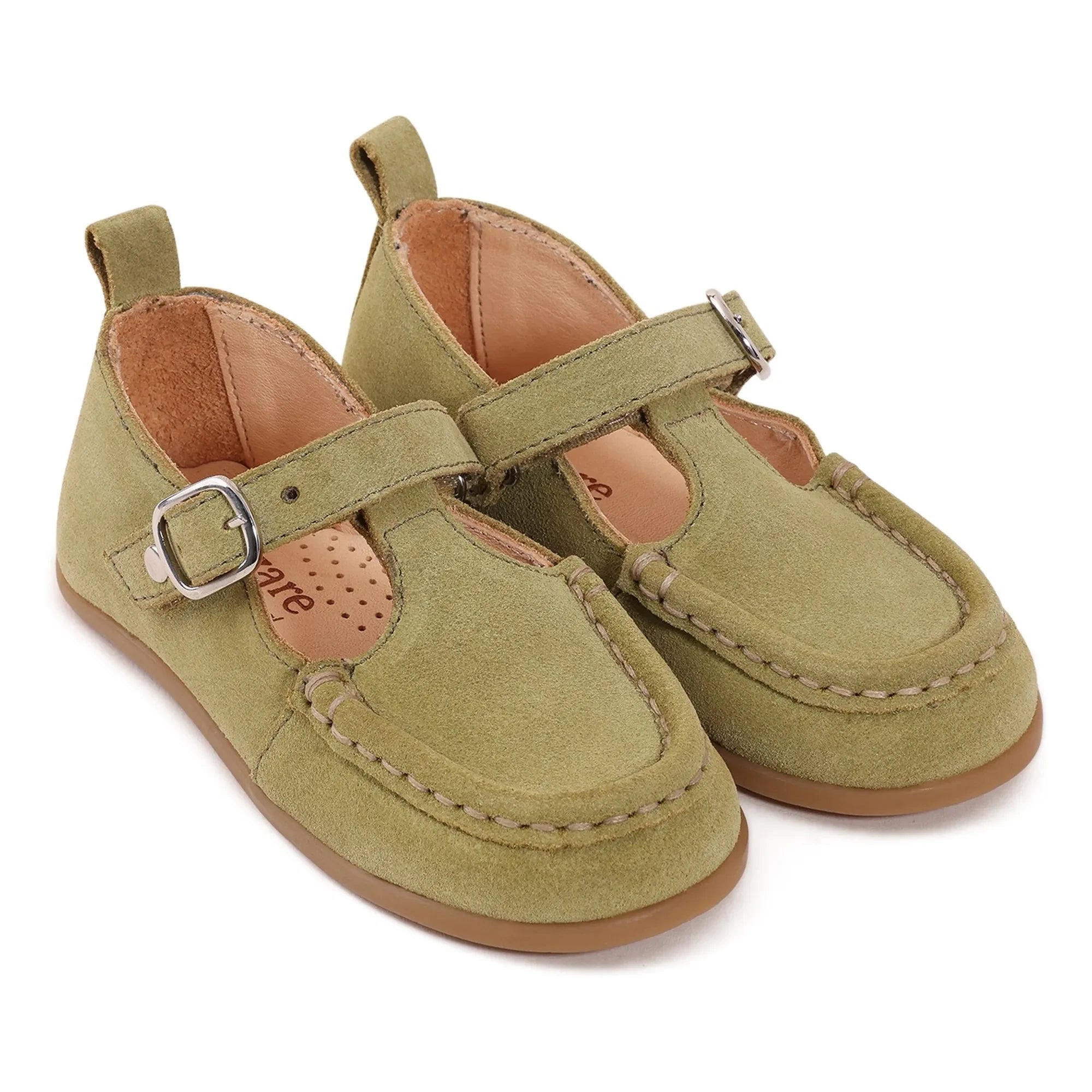 Lazare - Mocasines de ante de oliva para bebés | Verde Almendra