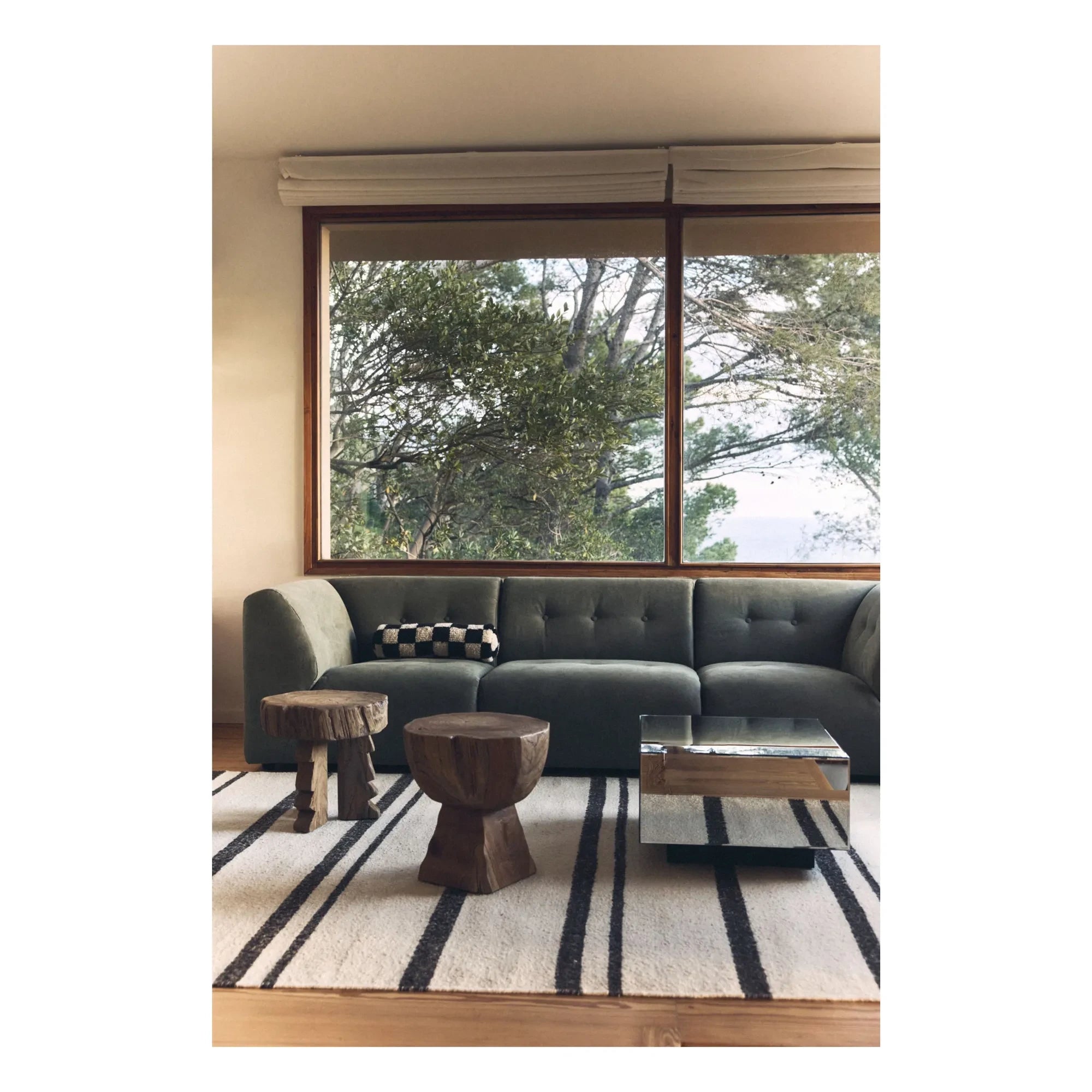 HKliving - Alfombra Kelim de rayas | Crema