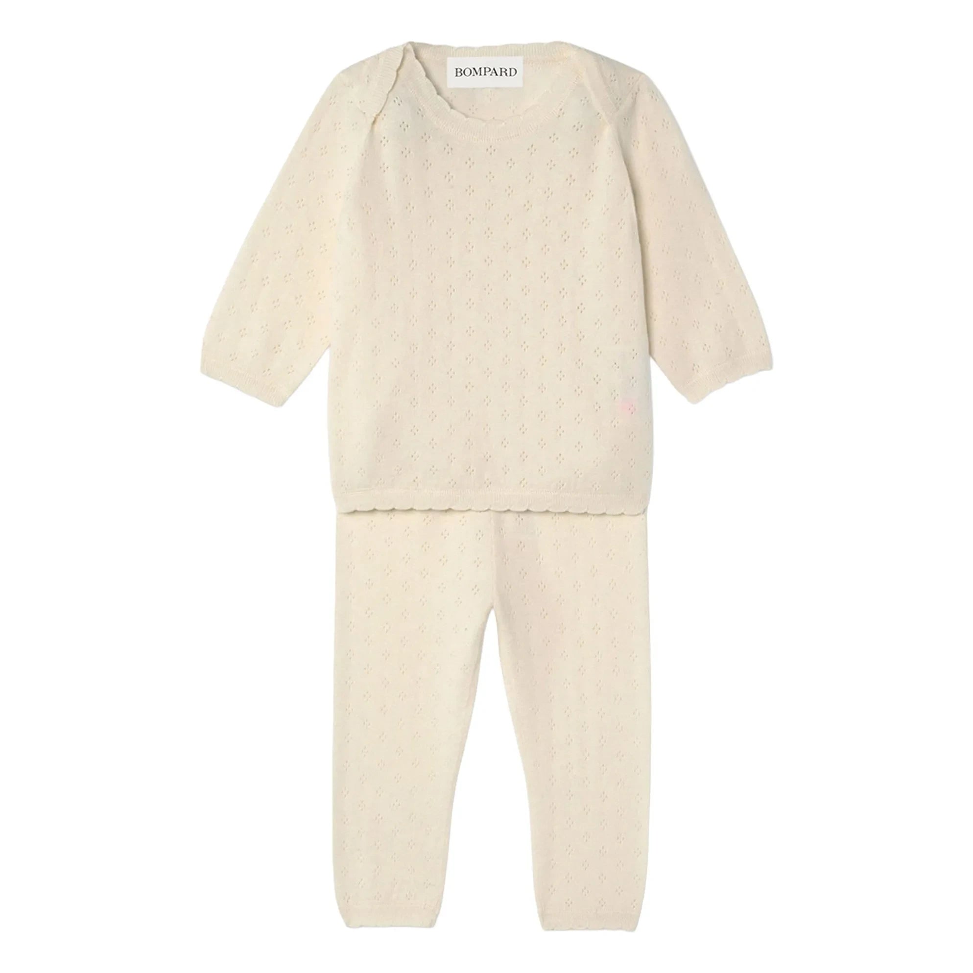 Conjunto de camiseta y pantalón de cachemira Pointelle Bompard | Crema