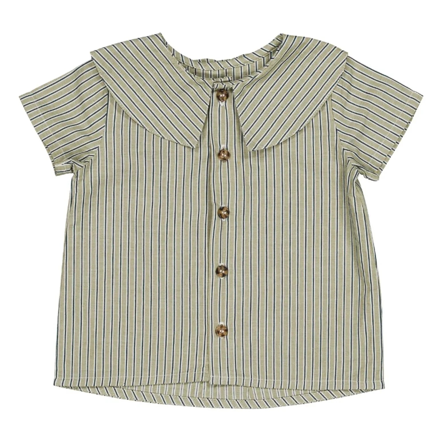 Camisa Loir - Lorette de algodón orgánico a rayas | Verde