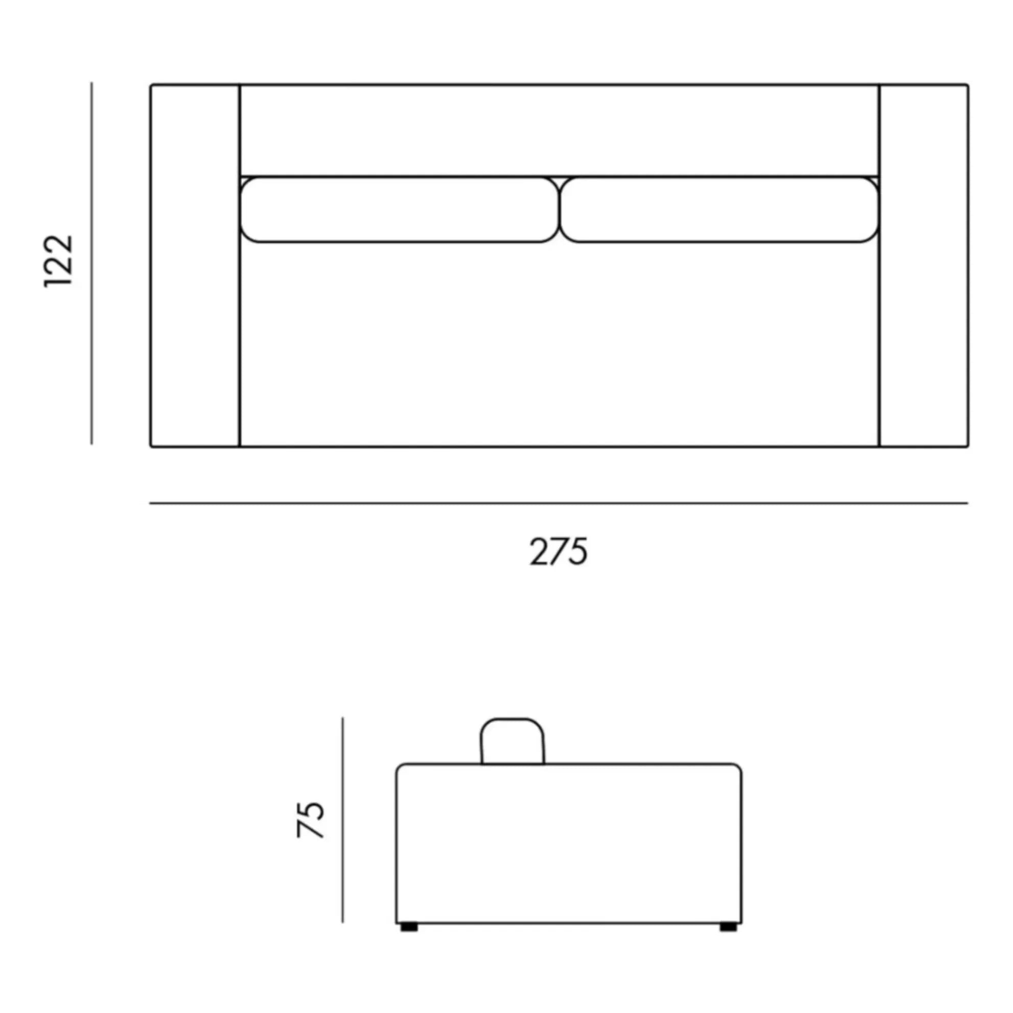 Sofá de terciopelo cepillado Panac Edition - Bellechasse para 4 personas - 275 cm | Gris carbón