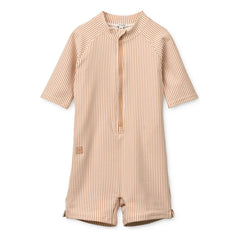Liewood - Max Traje de baño de rayas seersucker con protección UV de fibra reciclada | Rosa
